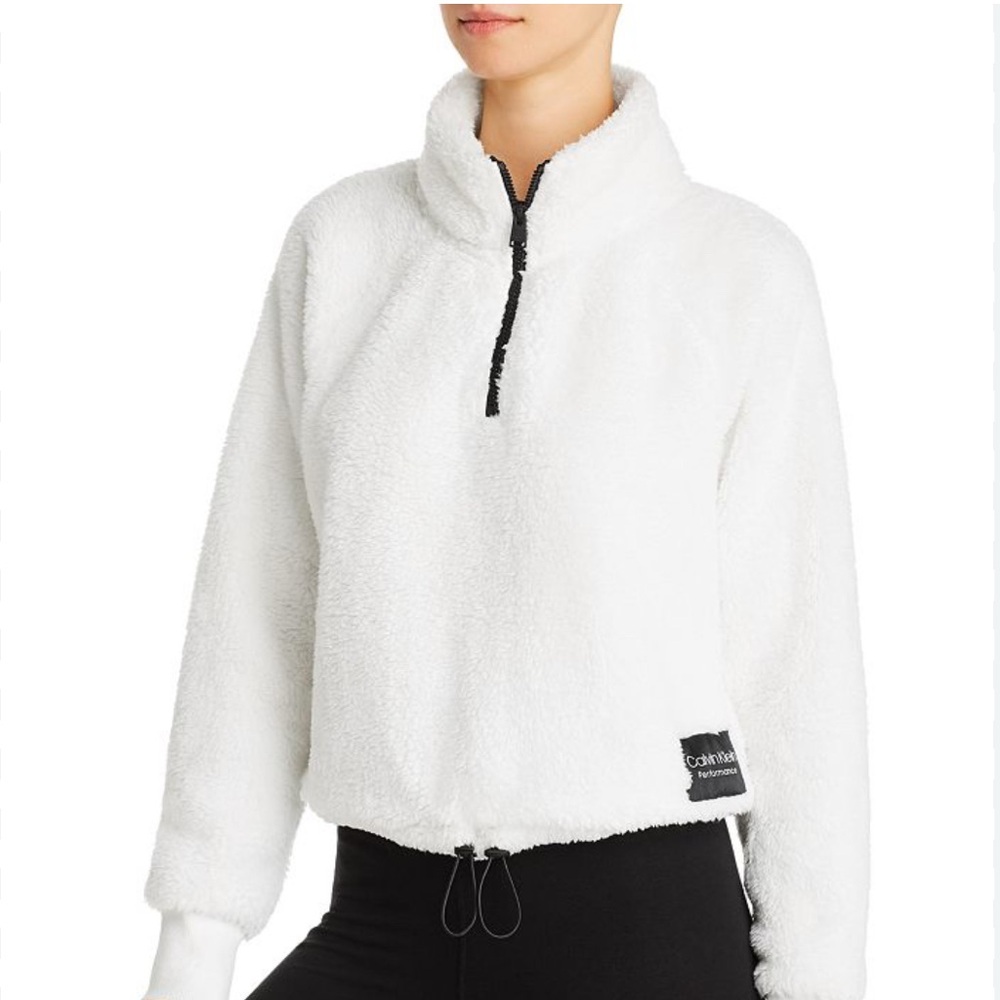 Calvin Klein Cream Fleece Half-Zip Pullover